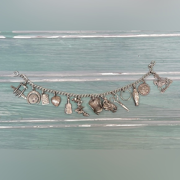 Vintage Charm Bracelet Sterling - Picture 2 of 13